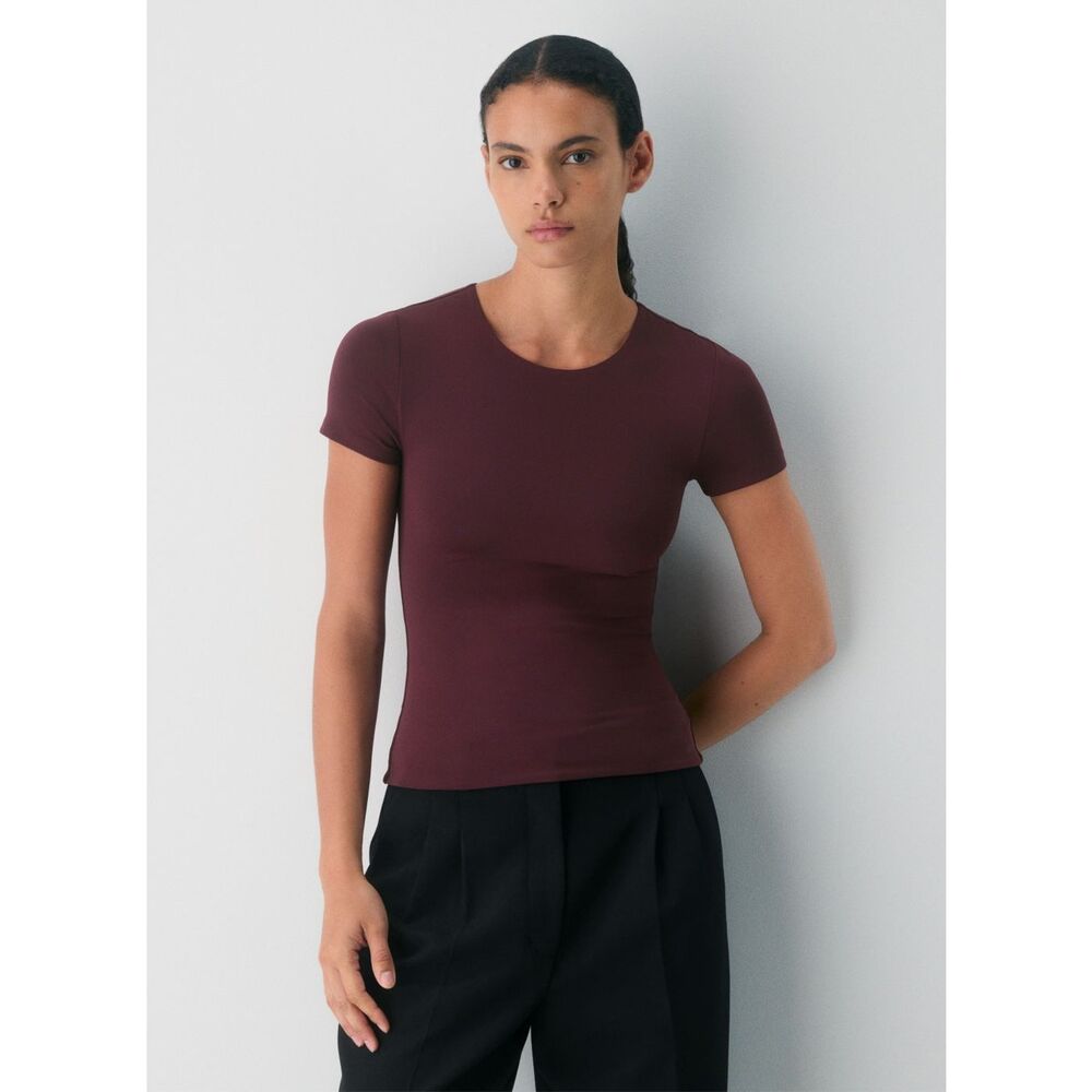 Aritzia Contour Crew Short Sleeve Shirt purple L NEW